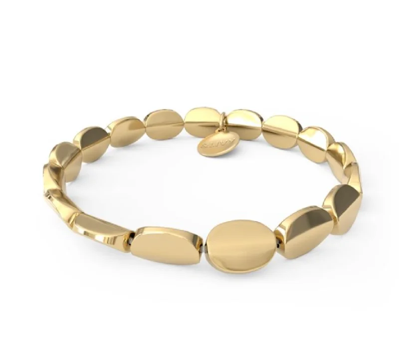 The Perfect Jewelry Piece At The Perfect Price New Season Fashion Preview Oval Smooth Shiny Gold Beaded Stretch Bracelet by &Livy