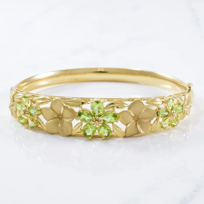 Limited-Time Jewelry Sale – Elegant Styles At Less Hawaiian Peridot Plumeria Bangle | 4.80ctw | 8" |