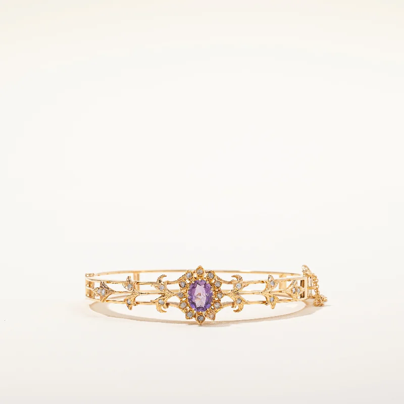 Shop Stylish Jewelry Now And Save Big Budget Friendly Edwardian Era Amethyst and Rose Cut Diamond Bracelet | 1.75ct, 0.35ctw |