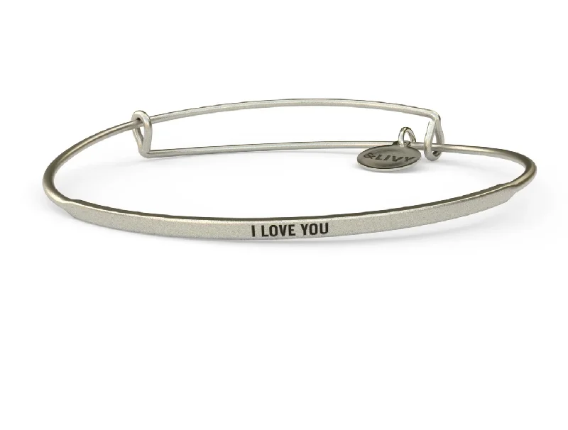 Your Dream Jewelry At Dream Prices Weekend Exclusive Posy - I Love You Bangle - Antique Silver Finish by &Livy