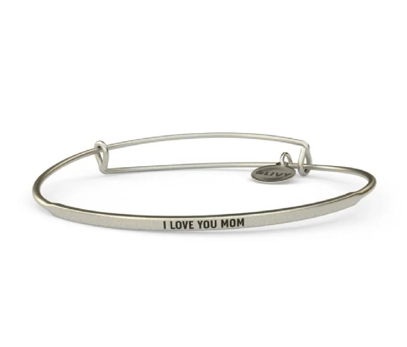 Classic And Modern Jewelry Styles On Sale Limited Time Deal Posy - I Love You Mom Bangle - Antique Silver Finish by &Livy