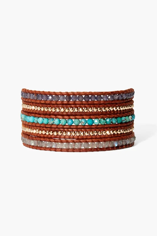 Trendy Minimalist Jewelry For Everyday Wear Athleisure Style Sale Santi Wrap Bracelet Turquoise Mix