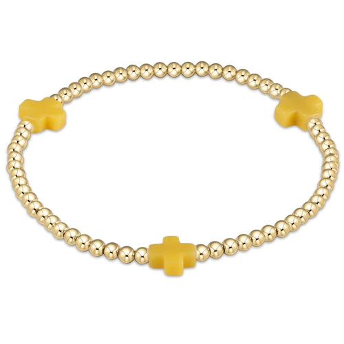 Your Perfect Accessory Now At The Best Price Save Big signature cross gold pattern 3mm bead bracelet - canary by enewton