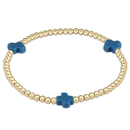 Huge Savings On Premium Jewelry Styles Boutique Styles signature cross gold pattern 3mm bead bracelet - cobalt by enewton