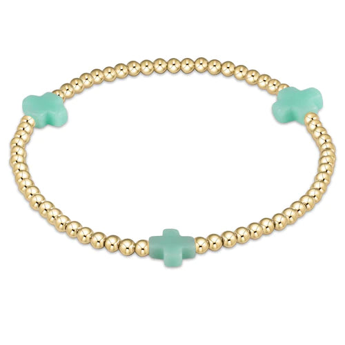 Must-Have Jewelry At Unbelievable Discounts Premium Fashion signature cross gold pattern 3mm bead bracelet - mint by enewton