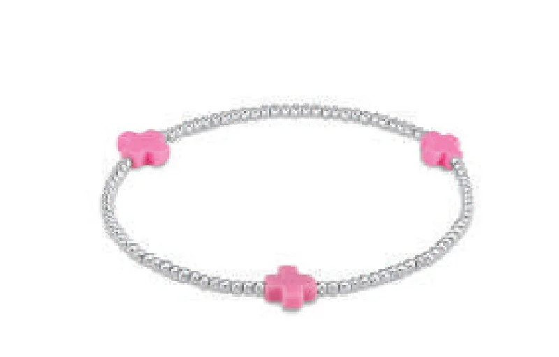 Stunning Jewelry Pieces At The Lowest Prices Ever Luxury Fashion signature cross sterling pattern 2mm bead bracelet - bright pink by enewton