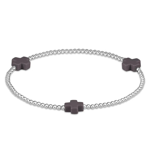 Elegant Necklaces And Bracelets At Limited-Time Offers Premium Style signature cross sterling pattern 2mm bead bracelet - charcoal by enewton