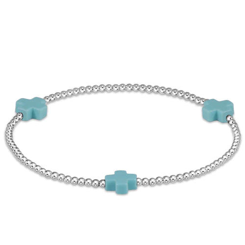 Luxury Meets Affordability – Jewelry Sale Live Now Fashion Sale signature cross sterling pattern 2mm bead bracelet - turquoise by enewton