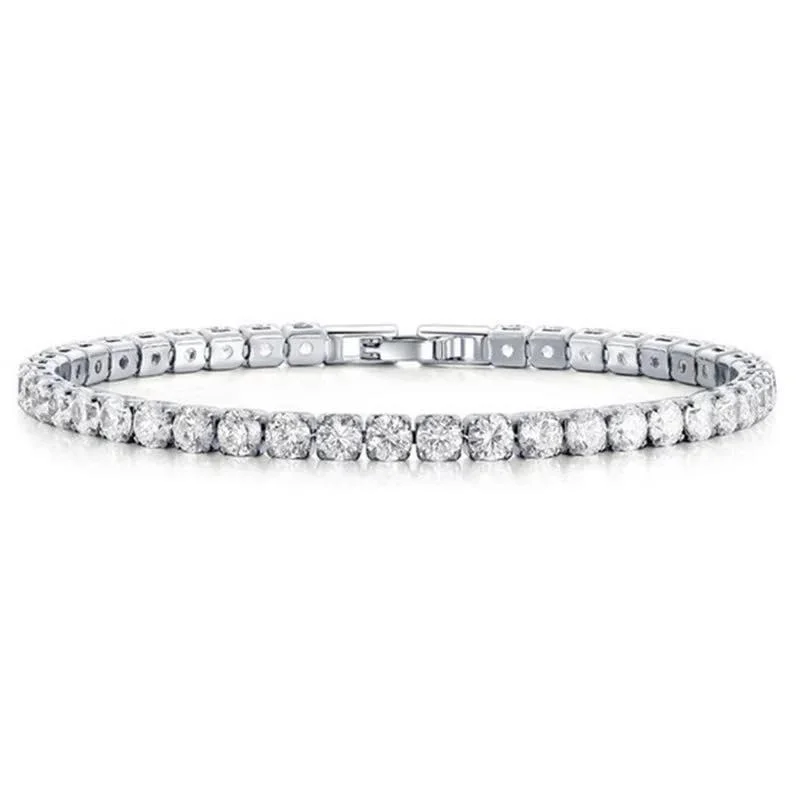 Shop Dazzling Jewelry With Special Promotional Discounts White Gold Cubic Zirconia Single Row Tennis Bracelet for Women