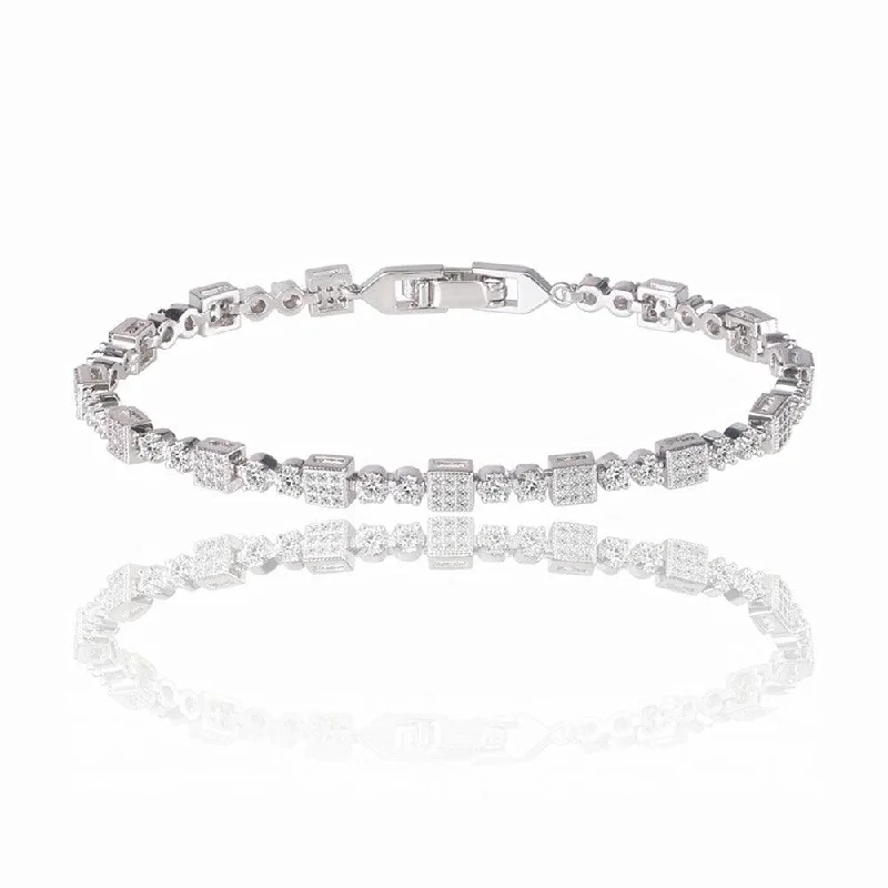 Flash Sale On Exquisite Jewelry – Don't Miss Out Flash Sales Square Tennis Bracelet for Women with White Diamond Cubic Zirconia