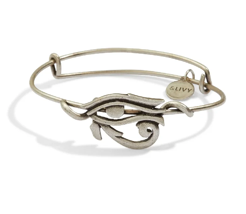 Buy More, Save More On Stunning Jewelry Pieces Daring Fashion Promotions Symbol Wraps - Eye of Horus Expandable Bangle - Antique Silver Finish by &Livy