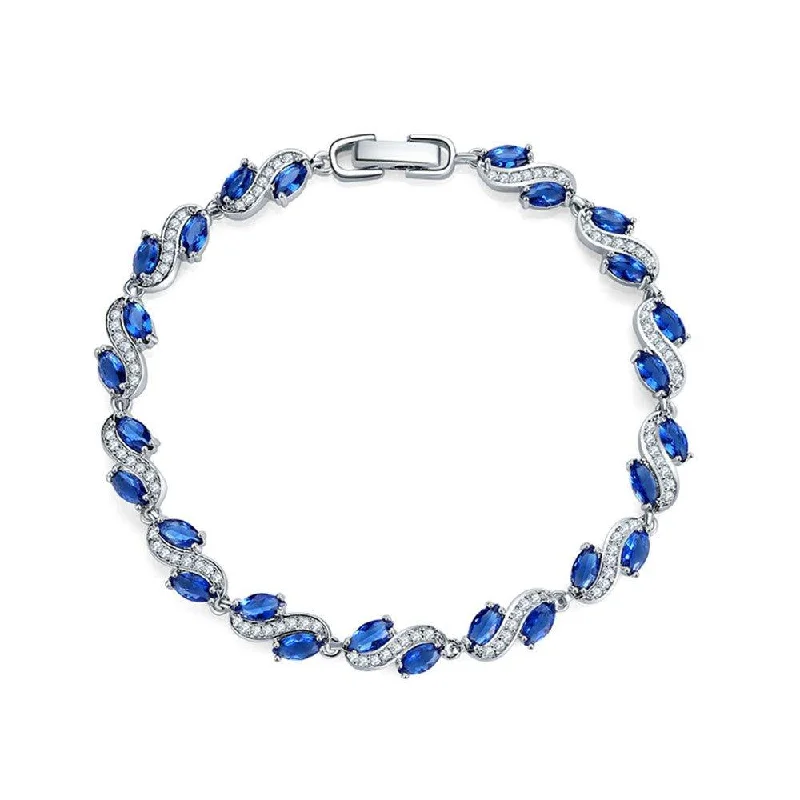 Unique Jewelry Designs Now At Discounted Rates Cubic Zirconia Tennis Bracelet with AAA+ Cubic Marquise Sapphire Cubic Zirconia