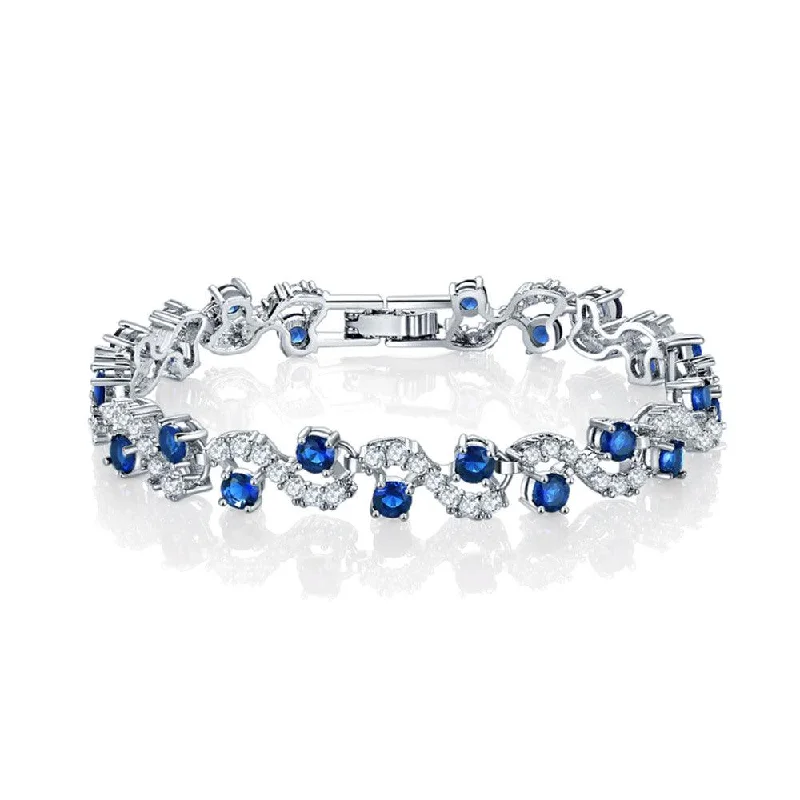 Shop Trending Jewelry With Exclusive Savings Tennis Bracelet for Women with Round Cut Sapphire and White Diamond Cubic Zirconia