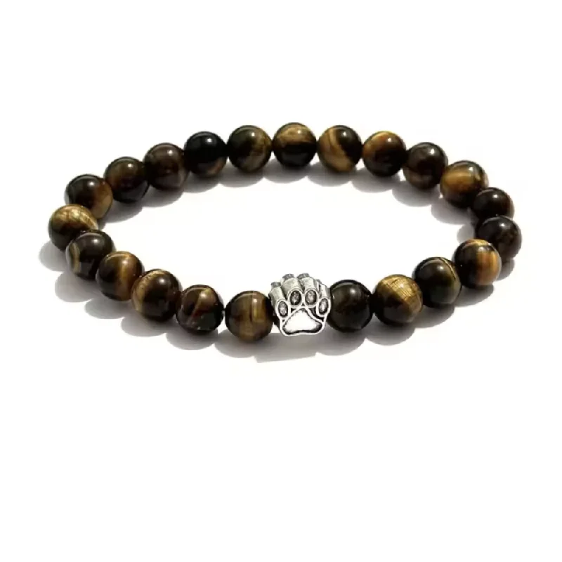 Luxury Jewelry At Unbeatable Discounts Tiger's Eye Paw Print Charm Bracelet for Animal Lovers