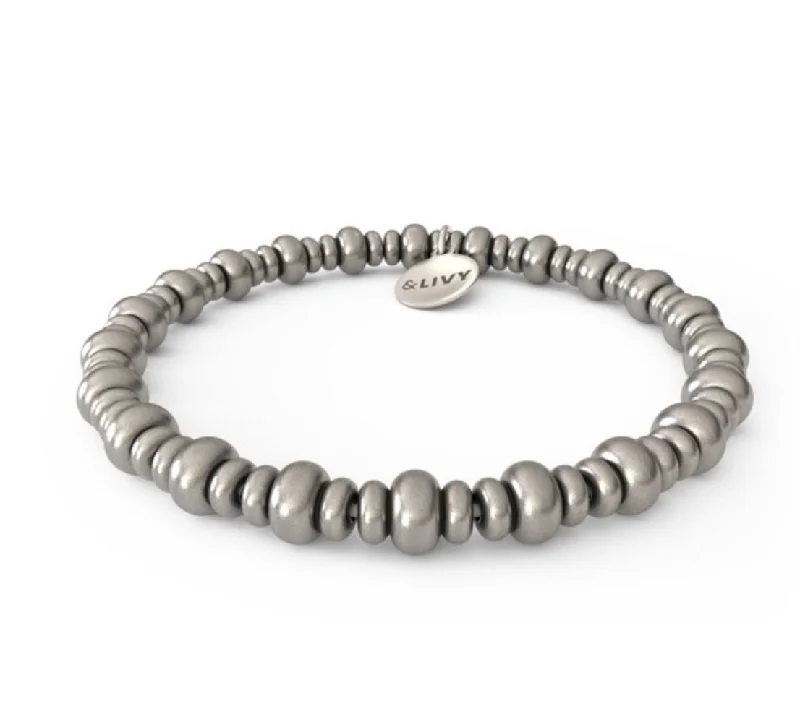 Affordable Glamour – Premium Jewelry At Special Prices Low Price Special Triple Rondelle Beaded Stretch Bracelet - Antique Silver Finish by &Livy