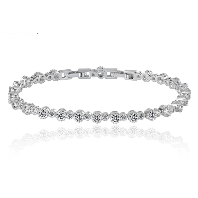 Flash Sale On Exquisite Jewelry – Don't Miss Out Hot Deals Round Cut Cubic Zirconia Tennis Bracelet for Women with White Diamond Round Cut Cubic Zirconia