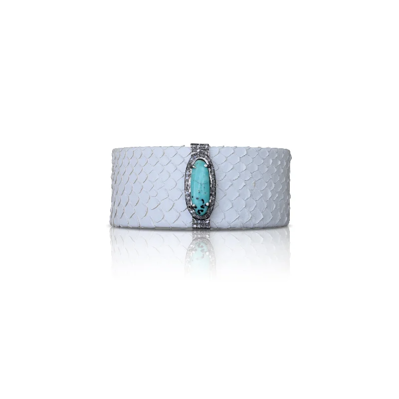 Last Chance To Grab Your Favorite Jewelry At A Discount White Turquoise Python Cuff