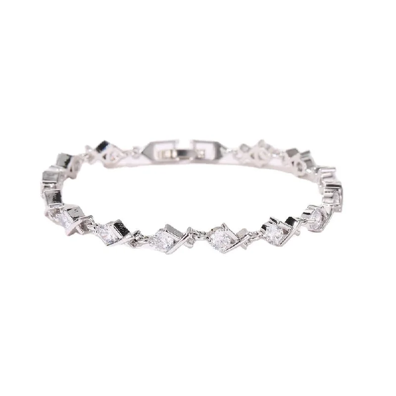 Exclusive Jewelry Sale – Limited-Time Discounts Discount Extravaganza XO Tennis Bracelet for Women with Round Cut White Diamond Cubic Zirconia Stones